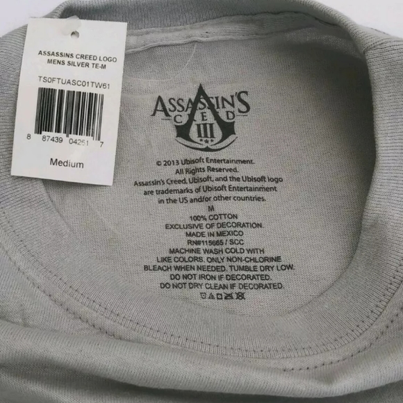 Assassins Creed Shirt Mens M Gray Graphic tee Short Sleeve Gamer Pop Art - Picture 3 of 7